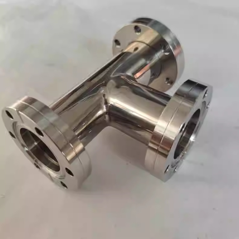 316L 304 Ultra-High Vacuum Loose Flange CF Tee Fitting with High Temperature Copper Gasket Seal CF Knife Edge Tee